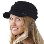 Ruphedy Newsboy Cap for Women Chemo Headwear Hair Loss Cancer Hat with Brim (Black)