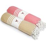 PATVY Bath Towels| Light Weight Turkish Style Bath Towels For Men Large Size Cotton|75 X 150Cm Quick Absorption &Faster Drying Bath Towel For Women| 100% Cotton (Pack Of 2, Pink & Beige), 90 TC