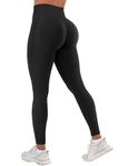 YEOREO Seamless Workout Leggings for Women Butt Lifting Hidden Scrunch Leggings High Waisted Gym Yoga Lilliean Impact Pants, Black, Medium