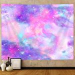 Galaxy Pink Purple Wall Tapestry for Bedroom Marble Abstract Art Psychedelic Stars Bright Color Colorful Wall Hanging Tapestries, Pink Purple Blue Backdrop for Teen Girls Party Living Room Dorm