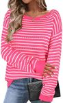 Zeagoo Womens Sweaters Casual Long Sleeve Boat Neck Lightweight Crochet Pullover Sweater Tops Fall Outfits 2024