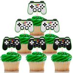 Video Game Controllers Cupcake Toppers 48 Pcs Gaming Themed and Food Decorations for Kids Gamepad Birthday Party Supplies Favors