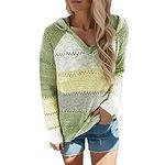 JISUXIAB Hoodies For Women Uk Cable Knit Chunky Crochet Lightweight Plus Size Sweaters Ladies Girls Trendy Oversized Hooded Sweatshirts Drawstring Pullover Casual Tops Jumper Ladies Hoodie Green