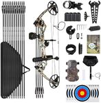 Lightweight Compound Bow Package Fully Adjustable for Youth & Kids，22.5"-30" Draw Length,10-50 Lbs Draw Weight,Hunting Bow Archery Set Right Handed，Limbs Made in USA