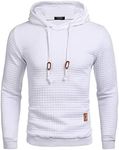 COOFANDY Mens Pullover Hoodies Casual Hipster Long Sleeve Drawstring Waffle Knit Hooded Sweatshirts White