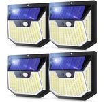 Solar Garden Lights Outdoor Super Bright Wireless 159 LED Solar Wall Lights 270° Wide Angle Solar Motion Sensor Lights IP65 Waterproof Outside Solar Powered Flood Lighting for Fence Garden 4PACK