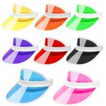 8 Pcs Unisex 80s Style Retro Neon Sun Visor Women Plastic Visors Retro Sun Hat for Golf,Sport Fancy Dress