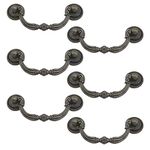 Antrader 6 Sets Zinc Alloy Vintage Cabinet Dresser Drawer Wood Case Pull Handle Knobs, 3.8 in x 1.4 in, Bronze Tone