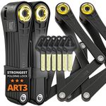 Foldylock Elite Folding Bike Locks - Set of 2 Matching Bicycle Locks with 6 Identical Keys - Patented Highest Security 18/18 Sold Secure Gold Heavy Duty Anti Theft for City and E-Bikes - 43.3"