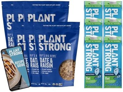 PLANTSTRONG Rip’s Big Bowl Date & Raisin Cereal + Unsweetened Oat Milk Bundle – Organic Whole Grain Date-Sweetened Cereal & Clean Plant-Based Oat Milk, Fortified, No Gums or Oils (12-Pack Total)