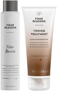 Four Reasons Toning Treatment, Chocolate & Fiber Mousse, Tone-Enhancing Color Care & Soft Volume, Vegan Hair Styling Bundle