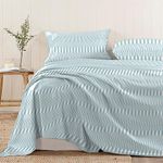 Pizuna Cotton Cascade Stripe Blue Print King Size Flat Sheets 1 Pc, 400 Thread Count 100% Long Staple Cotton Flat Sheet King Size 275x280, Sateen Printed Bedding Set (Printed King Size Bed Sheet)