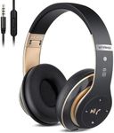 6S Wireless Headphones Over Ear,Noise Canceling Hi-Fi Bass Foldable Stereo Wireless Kid Headsets Earbuds with Built-in Mic, Micro SD/TF, FM for iPhone/Samsung/iPad/PC (Black & Gold)