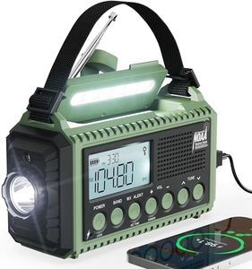12000 Emergency Radio, NOAA Weather Radio with AM/FM/NOAA/SW,SOS Battery Operated Radio,5 Way Powered Emergency Hand Crank with USB Charger, Flashlight, Reading Lamp, Headphone Jack for Outdoor