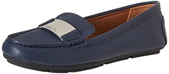 Calvin Klein Women's Lisette Loafer Flat, Navy Tumbled Leather 401, 10