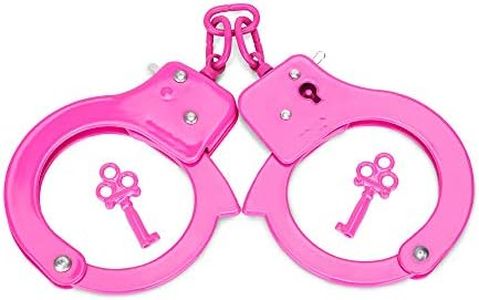 HUALIXUAN Metal Play Handcuffs, Hand Cuffs Police, Toy Handcuffs for Kids (Pink)