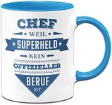 Tassenbrennerei Mug with Saying Chef Weil Superhero kein Official Beruf ist - Funny Coffee Mug as a Gift (Blue, Chef)