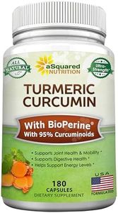 Turmeric Curcumin 1600mg with BioPerine Black Pepper Extract - 180 Capsules - with 95% Curcuminoids, 100% Natural Tumeric Root Powder Supplements, Natural Joint Stiffness Relief Pills