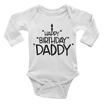 Shopagift Happy Birthday Daddy Cute Boys and Girls Long Sleeve Baby Vest Bodysuit