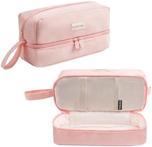 Large Pencil Case, Big Capacity Pencil Bag with 2 Compartment, Pink Aesthetic Pencil Case with Double Zippers, Back to School Supplies for Kids Adult Boys Girls Student