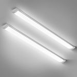 muzha 2 Packs LED Batten Lights 4FT 40W 4000k Daylight,Low Profile Wall or Ceiling Surface Mounted Fitting for Home/Workshop/Office/School Restaurant