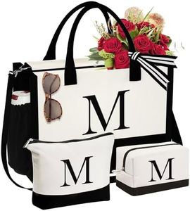 YOOLIFE Birthday Gifts for Women Tote Bag - Personalized Gifts for Women Daughter Freinds Sister Mom Her, Initial Canvas Tote Bag for Women Beach Bag M