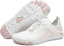 Hike Footwear HF Barefoot Shoes,Breathable Wide Toe Box Shoe Men Women, Non - Slip, Minimalist Athletic Footwear, Walking and Daily Wear White/Pink