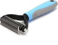 Foodie Puppies Double Sided Pet Grooming Brush Shedding and Hair Removal Dog Brush for Dogs and Cats, Extra Wide Under Hair Rake Comb Gently Remove Loose Fur (Large, Blue)