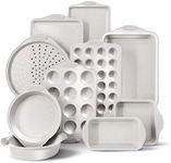 Country Kitchen Nonstick Stackable Bakeware Set - Heavy Duty, Durable, Easy Release Baking Set, Cream, 10 Pcs
