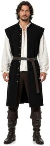VZQI Long Pirate Vest with Belt and Pockets Black M