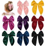 8PCS Large Velvet Hair Bow for Toddler Girls Handmade Bow Hair Accessories for Little Babies Children