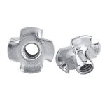 T Nut Four-Pronged Tee Nuts Zinc Plated Carbon Steel Nuts for Woodworking Furniture M3/M4/M5/M6/M8 (M4-50pcs)