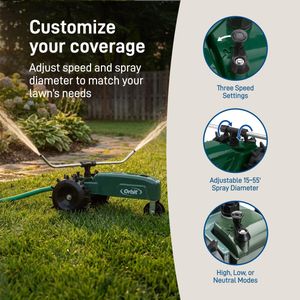 Orbit Traveling Sprinkler – Green Lawn Watering System