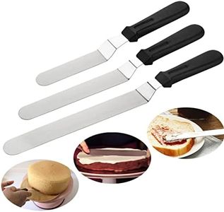 iDopick 3 Pack Angled Icing Spatulas Set Stainless Steel Kitchen Cake Decorating Frosting Spatula Pack of 3 (6 inch,8 inch and 10 inch) (Black)