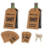 SANDOO Wanna Take A Shot at Being My Groomsmen Proposal Cards - Funny Bridesmaid Groomsmen Proposal Gift, Bottle Tags for Groomsmen Proposal Box Wedding Supplies,2pcs Best Man and 8pcs Groomsmen