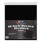 BCW Medium Black 12 in Record Dividers - 25 ct | Premium Quality Archival Plastic Dividers for Vinyl Organization | Visible Write-On Index Tabs | Precision Cut for Album Storage Boxes