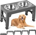 Elevated Dog Bowls, Adjustable Raised Dog Bowl Stand with 2 Stainless Steel Dog Food Bowls,5 Height Lifting Adjust to 3.2”, 8.7”, 9.9”, 11.1", 12.2" for Large Medium Small Dogs and Pets,Black