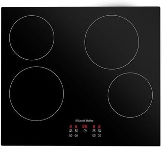 Russell Hobbs Electric Ceramic Hob 59cm Wide with 4 Cooking Zones, Electric 9 Power Levels, Touch Control & Easy Clean, Safety Cut Off, Timer & LED Display, Child Lock RH60EH413B