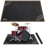 Invech 4 x 5.3 Ft Drum Rug, Drum Mat with Non-Slip Grip Bottom, Soundproof Drum Floor Mat for Electrical Drum, Drum Accessories Gift for Drummers (Design Black)