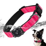 AirTag Dog Collar, IP68 Waterproof Air Tag Dog Collar Holder, Reflective, Ultra-Durable, Comfortable Padded, Heavy Duty Dog Collars for Small Medium Large Dogs (S (10.6"-13.6"), Hot Pink)