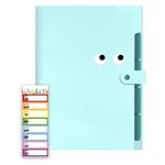 NISUN 5 Pocket Expanding File Folder with Fun Sticky Labels, Letter Size Accordion File Organizer, Portable Folders for Documents, Aesthetic Paper Organizer for School & Office (Light Green)