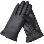 Ymmchy Leather Gloves for Women Warm Touch Screen Gloves Winter Genuine Texting Glove Black M
