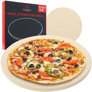 Culinary Couture 12 Inch Round Pizza Stone for Grill and Oven, Baking Stone for Bread, Small Cordierite Pizza Stone for Grill, Perfect for Baking Crispy Pizzas, Bread & Cookies