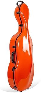 Crossrock Fiberglass Case for 4/4 Full-Size Cello with Wheels & Removable Shoulder Straps-Orange (CRF1020CEFOR)