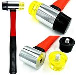 40mm Double Faced Head Rubber Hammer Mallet Nonslip Grip Glazing Soft Face UK