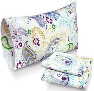 Tribeca Living Paisley Garden Printed Deep Pocket Flannel Sheet Set with Pillowcase, King