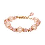 1928 Jewelry Women's Gold Tone Raspberry & Champagne Faux Pearl Bracelet, One Size, Plastic, Pearl