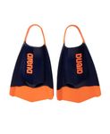 Arena Unisex Adult Powerfin Pro II Swim Training Fins Men and Women Silicone Short Blade Flippers Left/Right Customized, Navy/Orange, Size 7.5-9