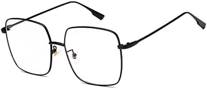 BAODAREN Blue Light Blocking Glasses Oversized Square Frame Women/Men Anti Eyestrain Computer Eyeglasses L3000A (Black Metal Frame)