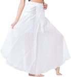 Long Skirts for Women Maxi Boho Skirt Hippie Clothes Bohemian Print (White, One Size)